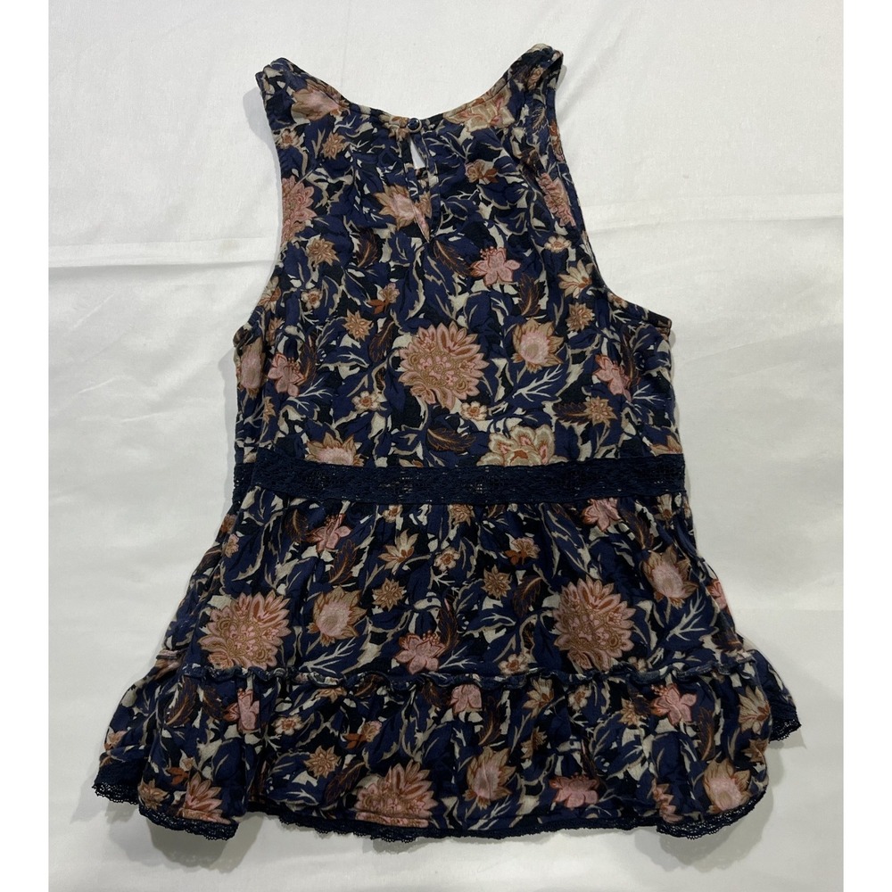 American Eagle Peplum Tank Top Womens XS Blue Floral Boho